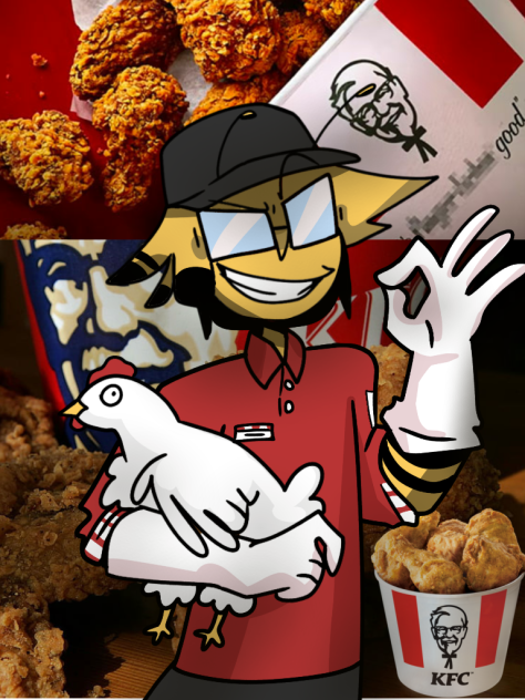 a guy with chicken