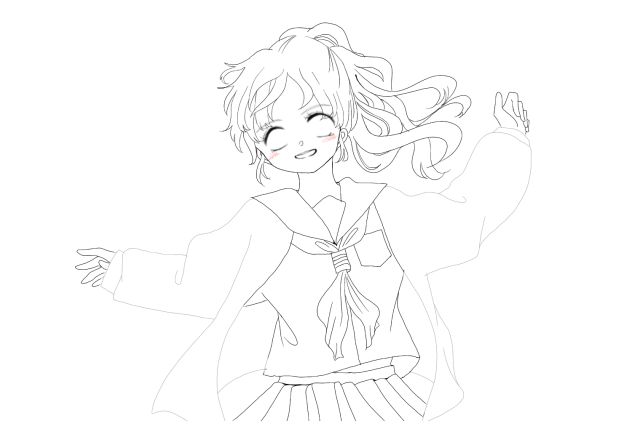 空と少女(塗り絵)