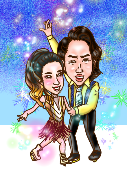 似顔絵　アイスダンス髙橋大輔・村元哉中