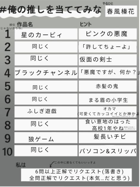 推し当ててみて～！