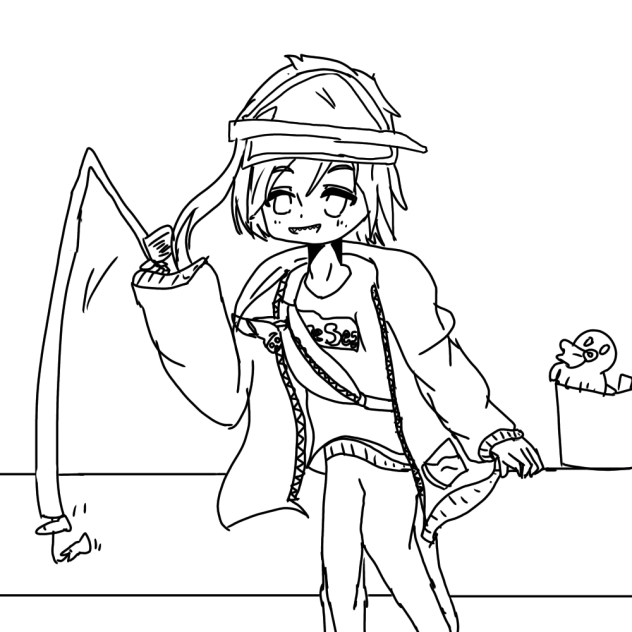 釣りをするフロイド君 線画
