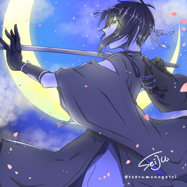 刀剣乱舞 三日月宗近を描いてみたった