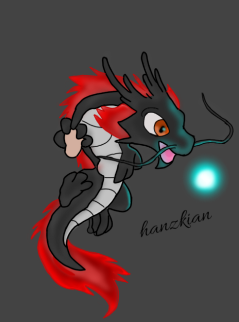 the dragon playing a glowing boll