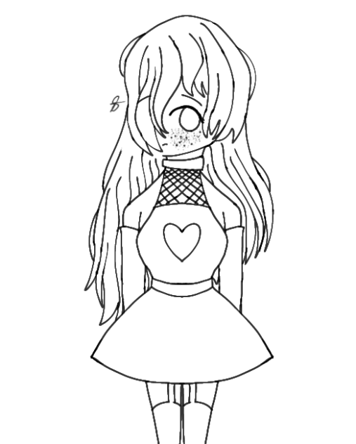 A Beautiful girl with freckles Lineart