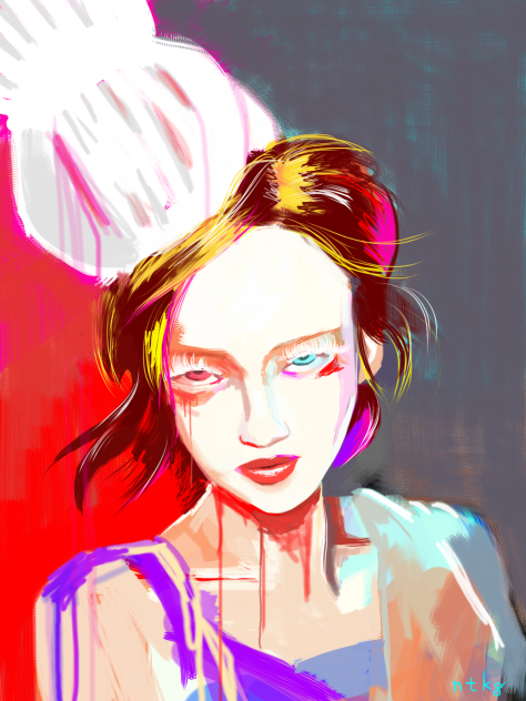 白つけまつ毛の女