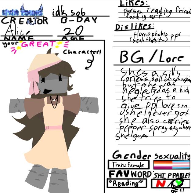 Uhh character sheet or sm