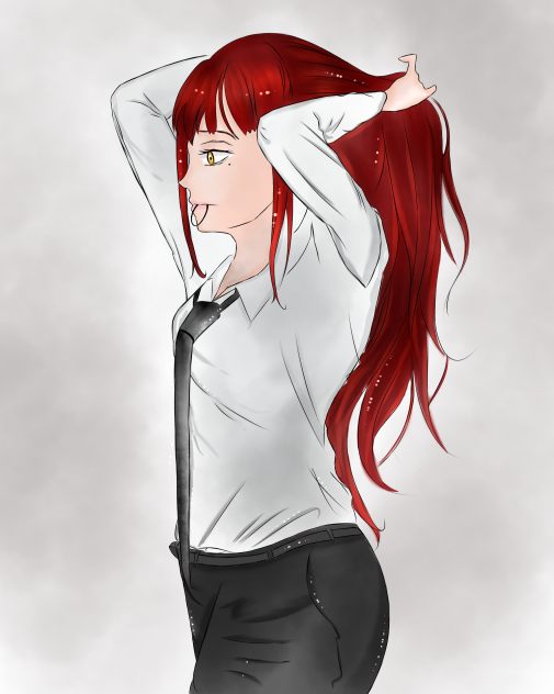 Makima tying her hair (csm)