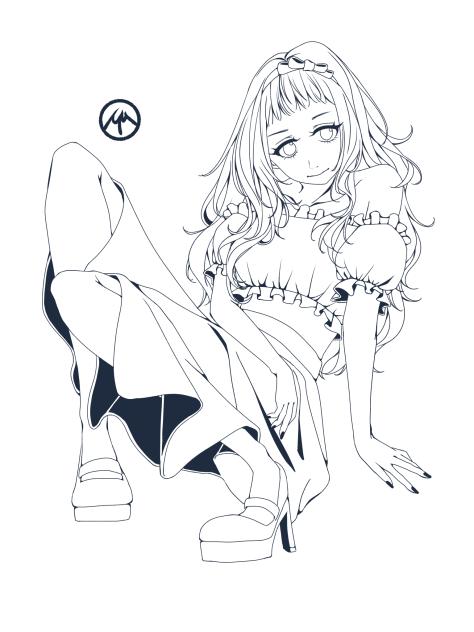 女子　伍　塗り絵