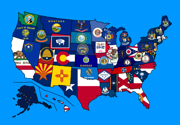 Us map with flags