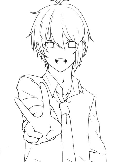 線画 陸くん