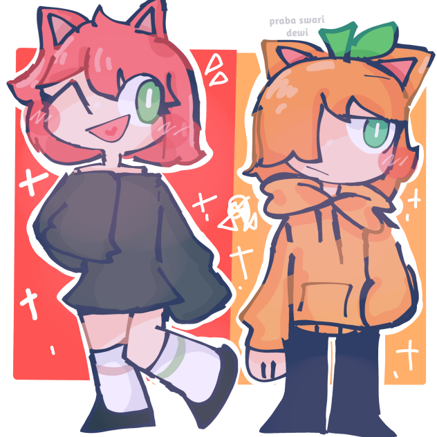 Amy🍉 and Maria🍊 fanart for Emily cat