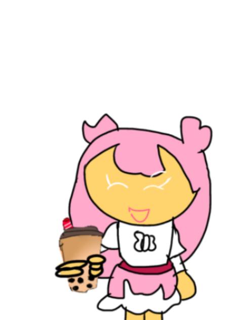 Just Cherry Blossom cookie drinking boba - ibisPaint