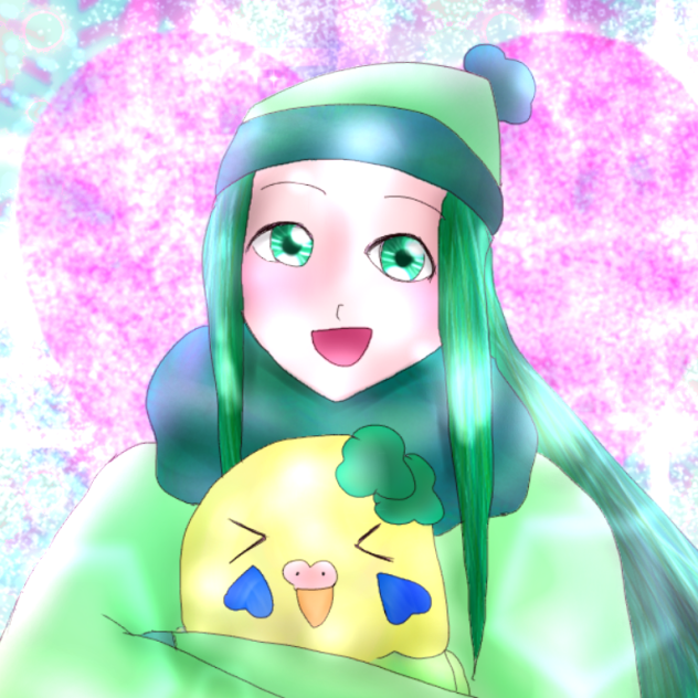 パセリちゃんの寒中見舞い(インコちゃんの天然カイロ付)