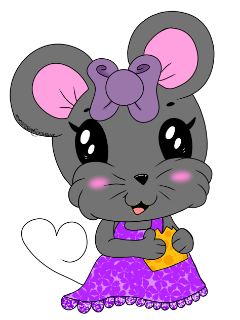 Gray Girl Mouse With Cheese - Speedpaint