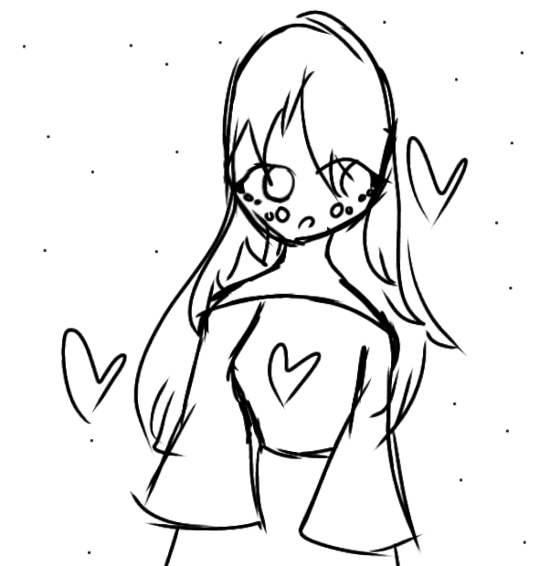 Girl with 3 Hearts Sketch