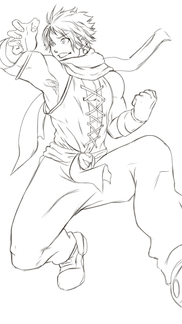 武闘家 男 練習 線画