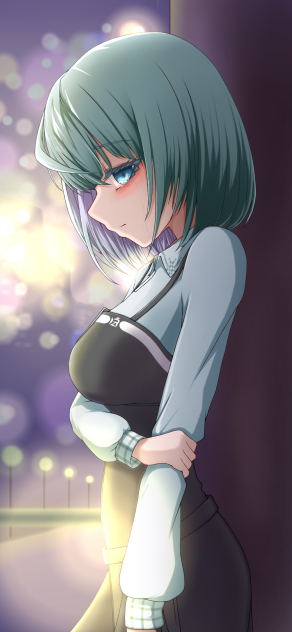 夜の都会と失恋少女