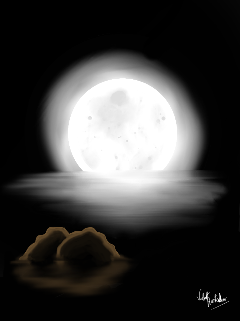 Full moon with dark night - ibisPaint