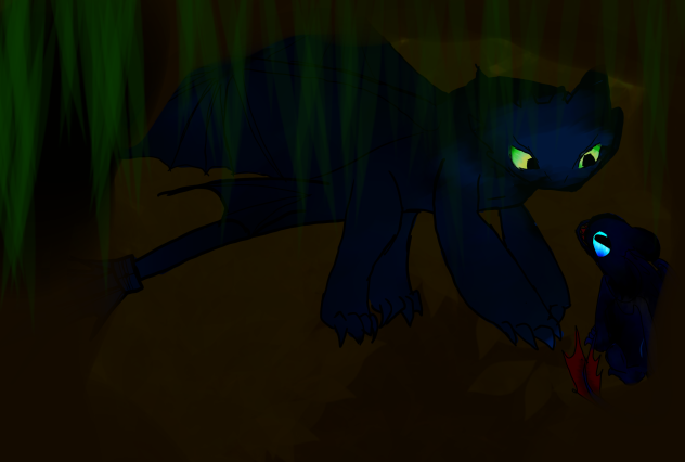 Toothless and a baby Night fury