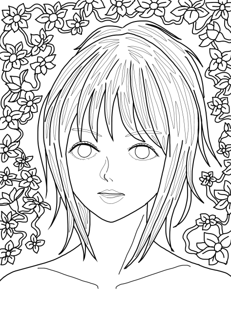 Psychedelic girl 線画