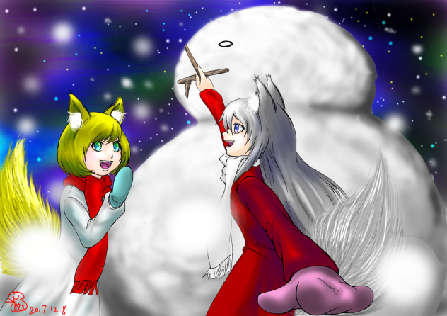 星降るような雪の下で   いつも一緒