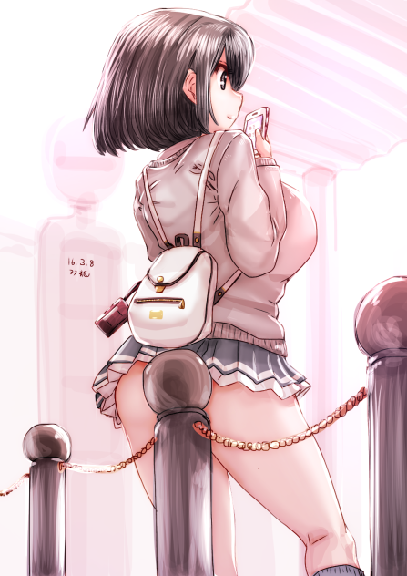 バスを待つ女子高生