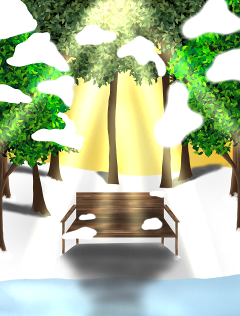 Winter Scenery with Bench - ibisPaint