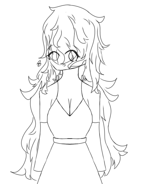 A Nice Girl with 1 cute heart Lineart
