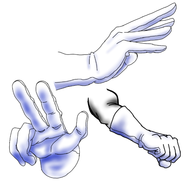 グローブ付けた手