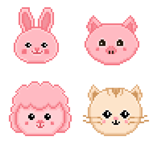 CUTE ANIMAL HEADS PXL