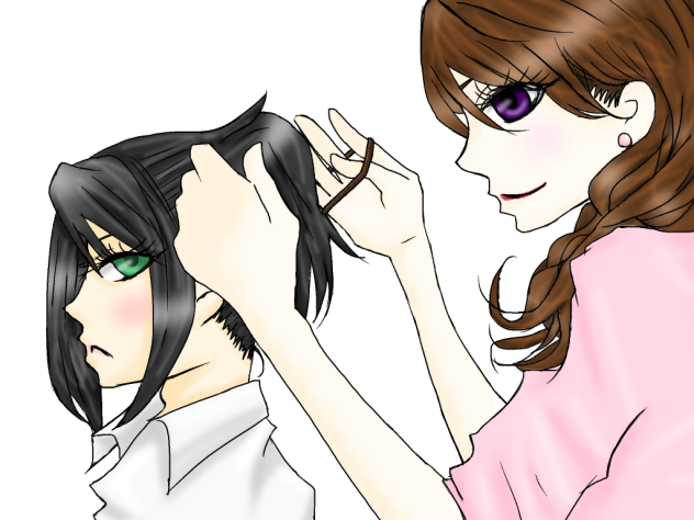 長髪男子とチャラめ女子。