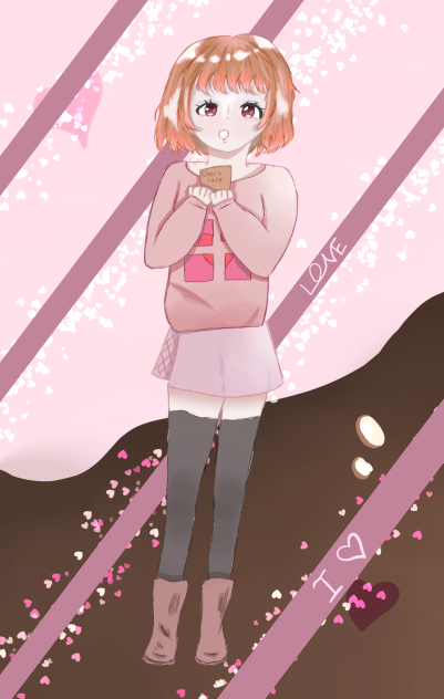 バレンタインイラストの線画♡