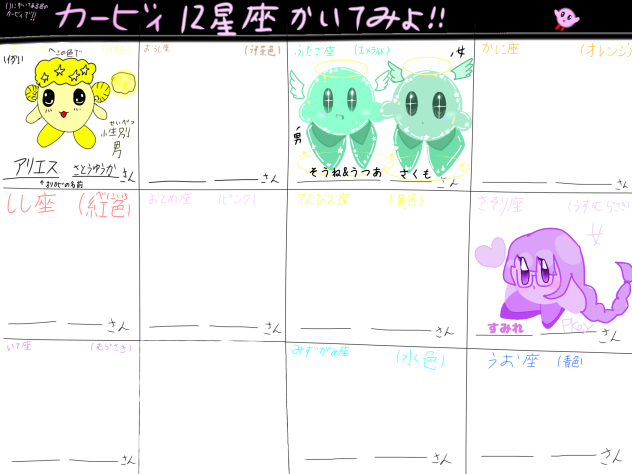 カービィさんで12星座合作！！(修正済み)