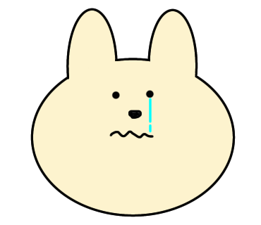 泣いてるウサギのイラストを描きました(円定規・楕円定規・描画ツール使用)