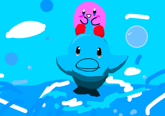 イルカに乗ったカービィ