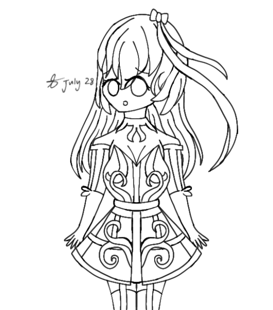 A Worried Royal beautiful Girl Lineart