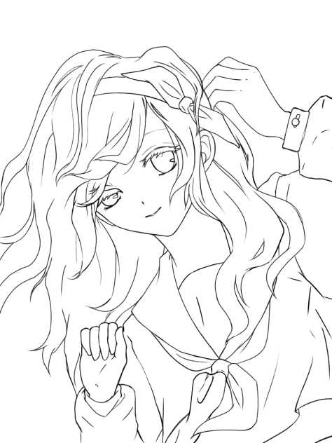 春風が強いですね 線画