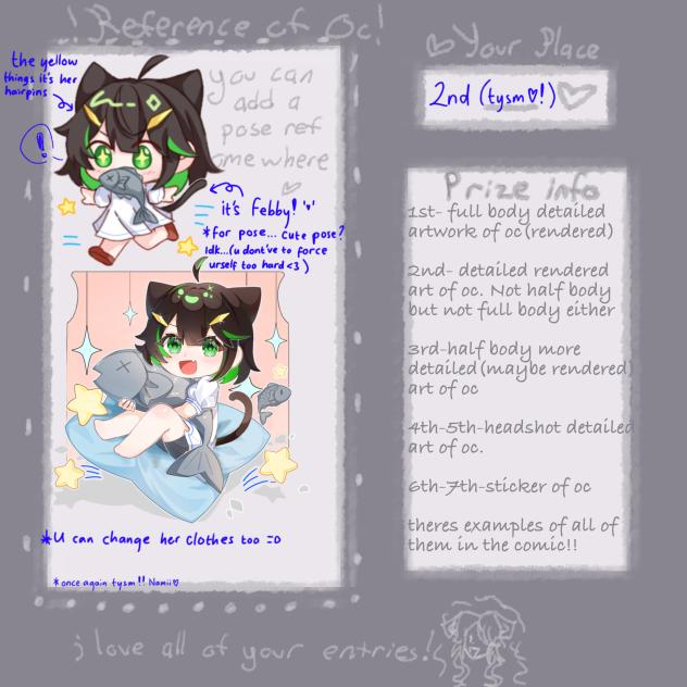 Nami's prize sheet (sorry I'm so late)