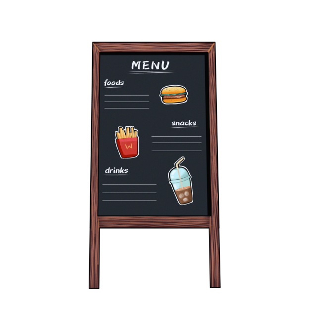 shop menu display board