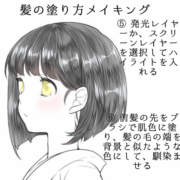 黒い髪の毛メイキング Ibispaint