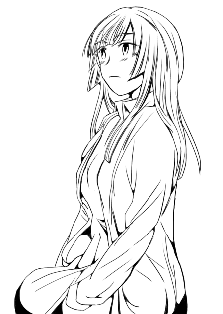 座る女