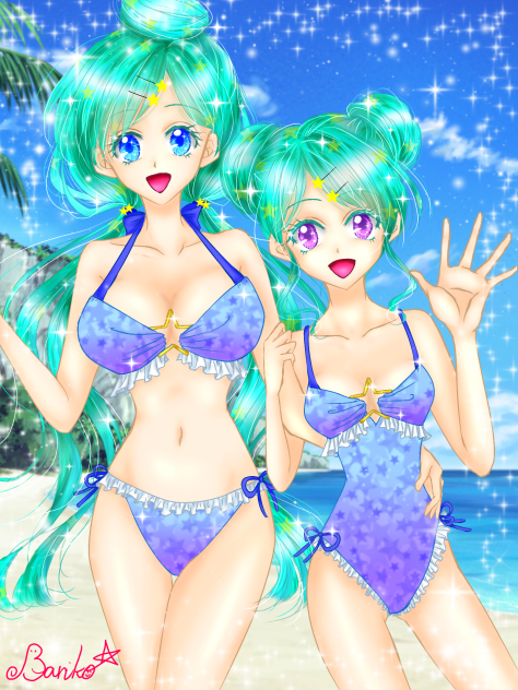 🌴おそろ水着で海水浴🏖️