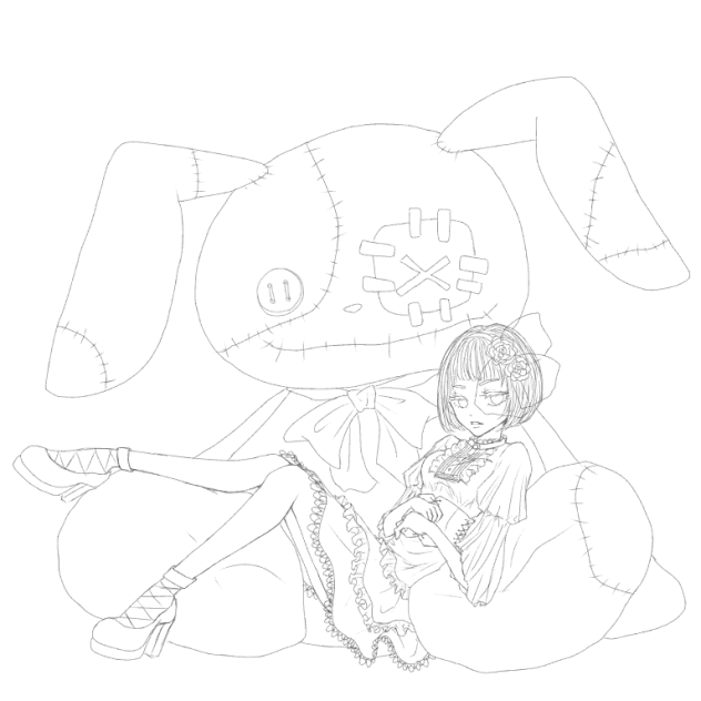 【線画】ゴスロリ