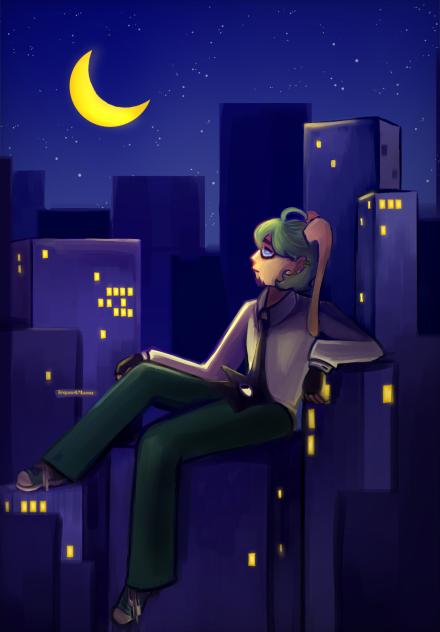 Moon and city and Koyin on it