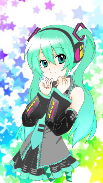 線画お借りしました初音ミク