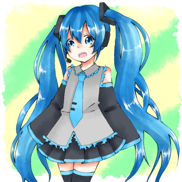 初音ミク。自分の線画を塗った