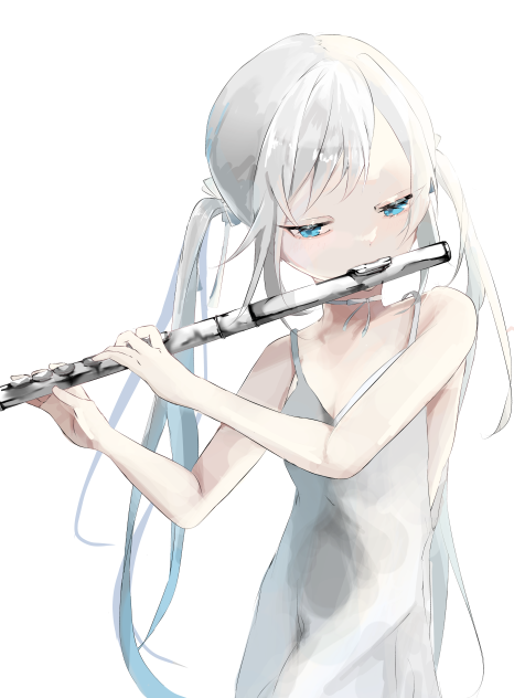 フルートを吹く少女