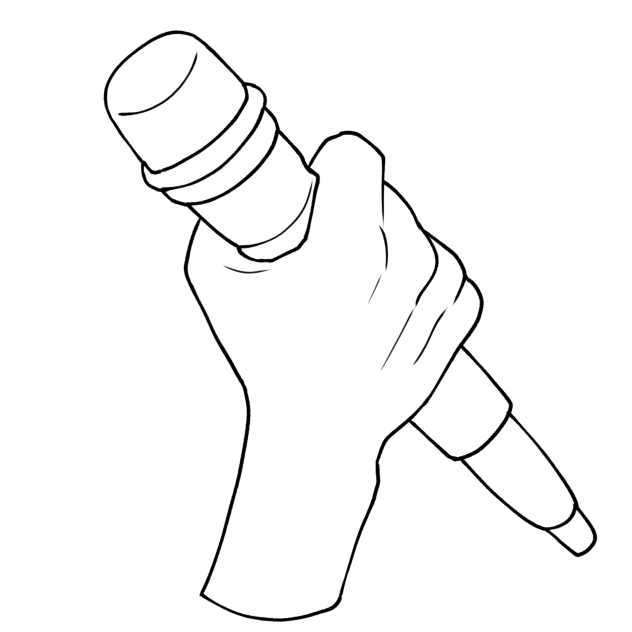 Hand holding microphone