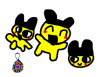 mametchi with tamagotchi in the corner