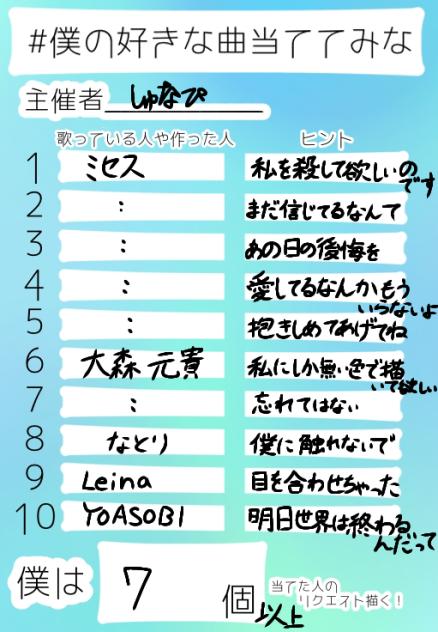 僕の好きな曲当ててみな
